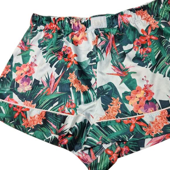 Victoria's secret NEW tropical palm leaf floral print boxer satin sleep short XL - Picture 3 of 4